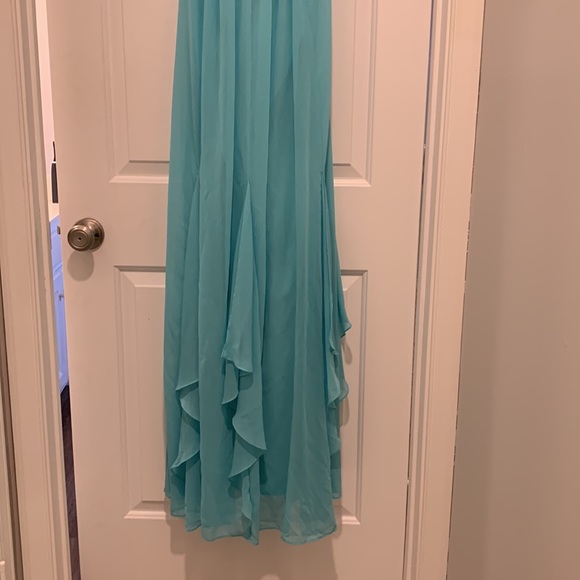 David’s Bridal Strapless Beaded Crinkle Dress Color Pool - Picture 3 of 4